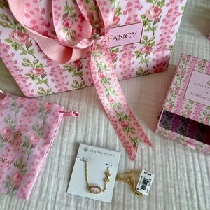 Kendra Scott x LoveShackFancy Elisa Necklace GIFT WRAPPED (Rosa Bow Pink)